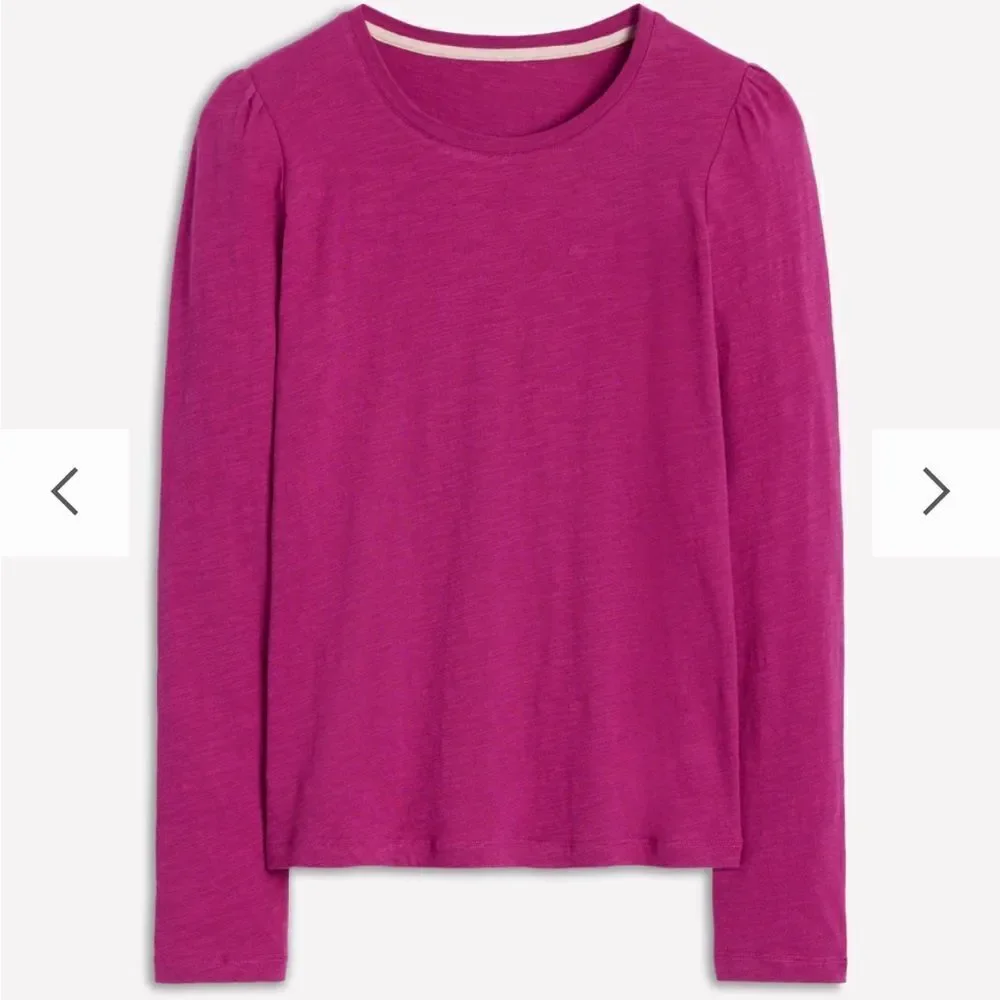 Boden basic Cotton & Modal Crew Long Sleeve Top in Rich Magenta size 4-like new!